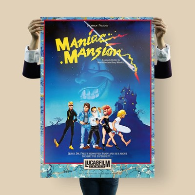 Maniac Mansion Poster | Lucasfilm Games Classic Adventure Artwork by Ken Macklin