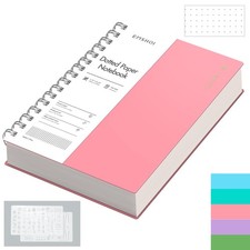 EMSHOI A5 Notebook Spiral Dotted Journal 300 Pages PVC Cover Pink 100GSM Paper