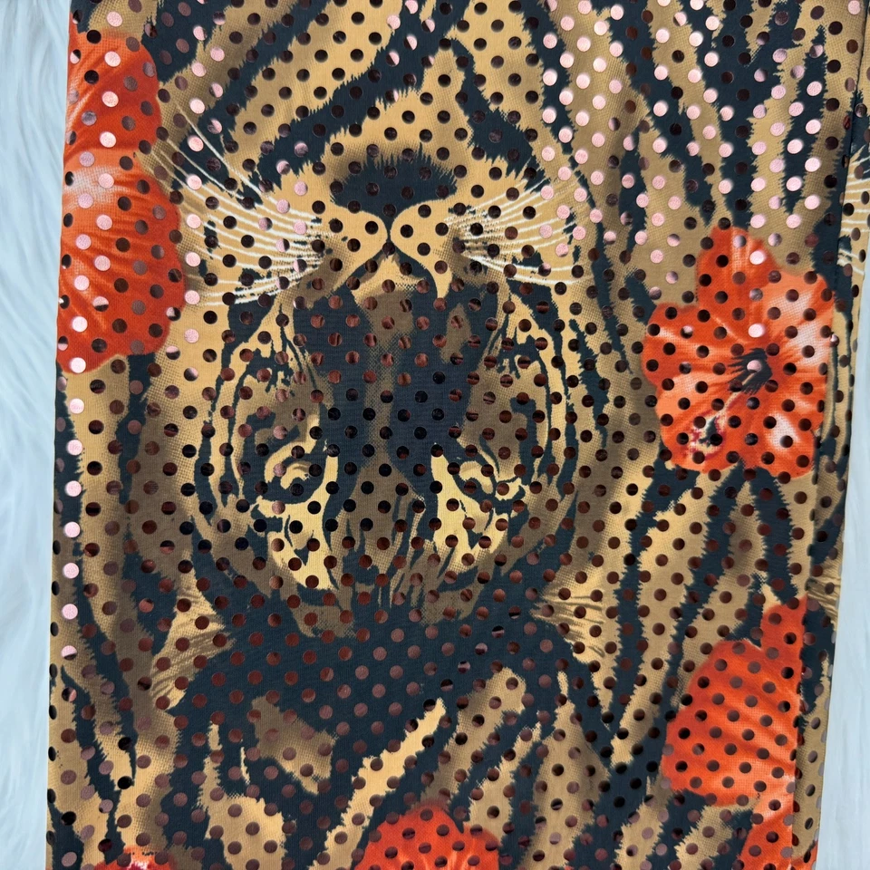 Pantalones Cache De Colección Años 90 Y2K Metálicos Selva Tigre Floral 10 Nuevos con Etiquetas Festival Coachella Foto 4 de 4