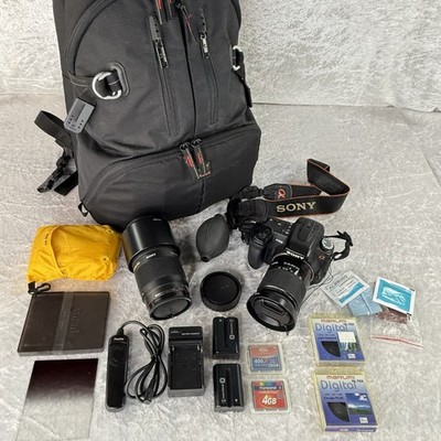 Sony Alpha a300 DSLR Camera 10.2MP 18-70mm 55-200mm Batts Charger CF Mem Remote