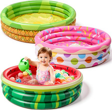 3-Pack Inflatable Kiddie Pools - Watermelon, Pineapple  Cupcake Designs