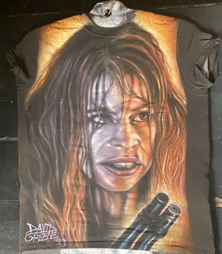 Linda Hamilton Sarah Connor Terminator 2 Airbrush T Shirt Original Art Size S...