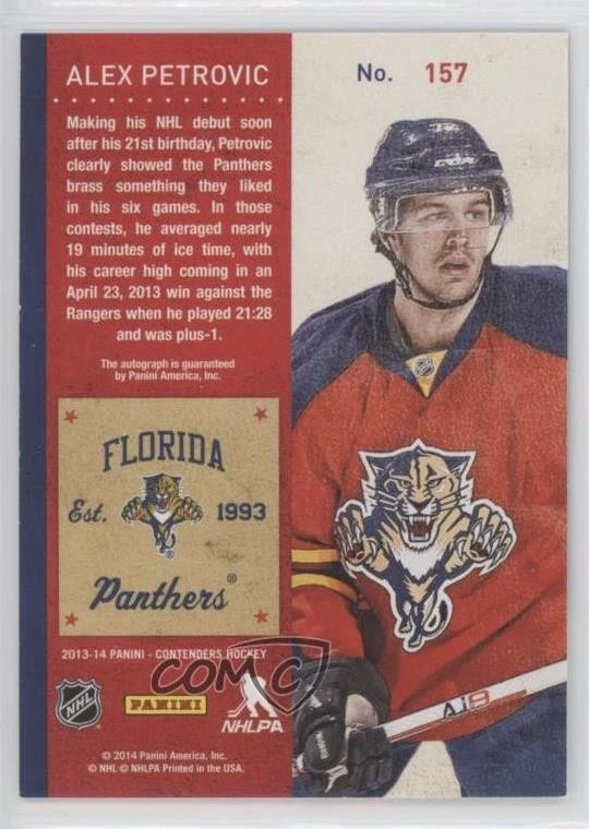 2013-14 Panini Playoff Contenders Ticket Alex Petrovic #157 Rookie Auto RC - Image 2 of 2