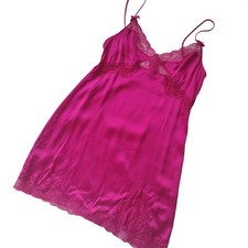 Agent Provocateur Dark Pink Silk Chemise S/M Stretch Lacy Luxury Slip Sz 3