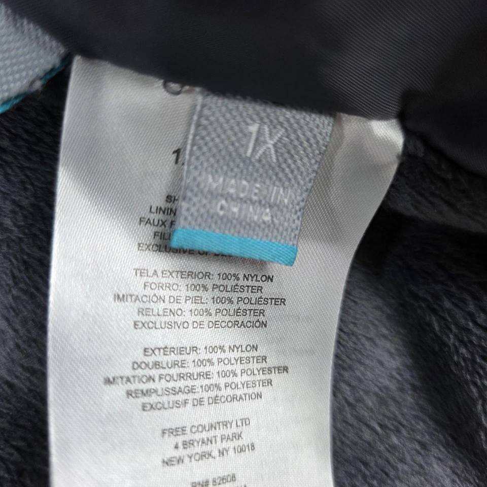 Chaqueta Free Country para mujer 1X azul con capucha forrada de lana aislada esquí nieve cremallera Foto 4 de 4