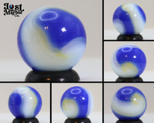 5/8" Akro Agate Special Corkscrew marble Blue Yellow White NM