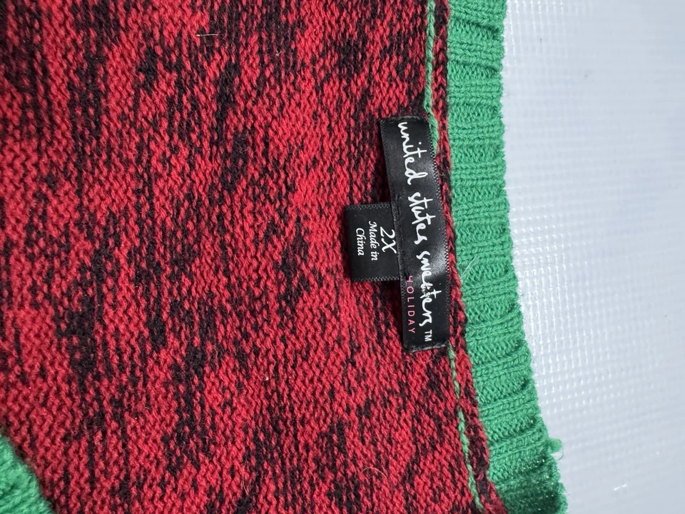 United States Sweaters holiday Womens 2x Sequin Pom Nose Reindeer Red  Jingle - Image 3 of 4