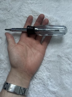 Husky 6-in-1 Screwdriver with Interchangeable Bits Clear Handle Sturdy Versatile