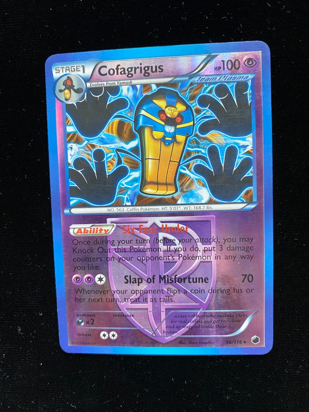 Cofagrigus 56/116 Team Plasma Freeze Reverse Holo very lightly played