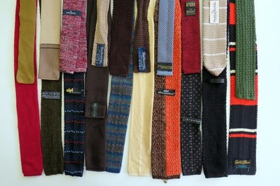 Vintage  gestrickte Krawatte Herren 20 pcs Retro knitted tie Schmal(#261)