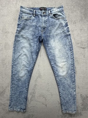 Southpole Jean Men Measured 32x29 Light Blue Acid Wash Skinny Tapered Streetwear