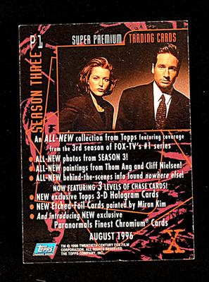 1996 ~ August ~ Season Three ~ Super Premium ~ P 1 ~The X-File ~ Trading Card