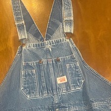 Vintage Round House Denim Overalls Workwear Farm Carpenter Button Fly 50x28 USA