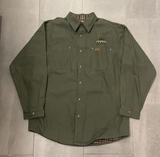 Carhartt Classic Canvas Shirt Jac Men's Large Green Flannel Lined Outdoor Adult