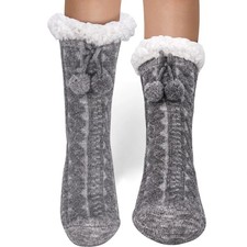 Women Winter Super Soft Warm Cozy Fuzzy Fleece-Lined with Grippers Slipper Socks