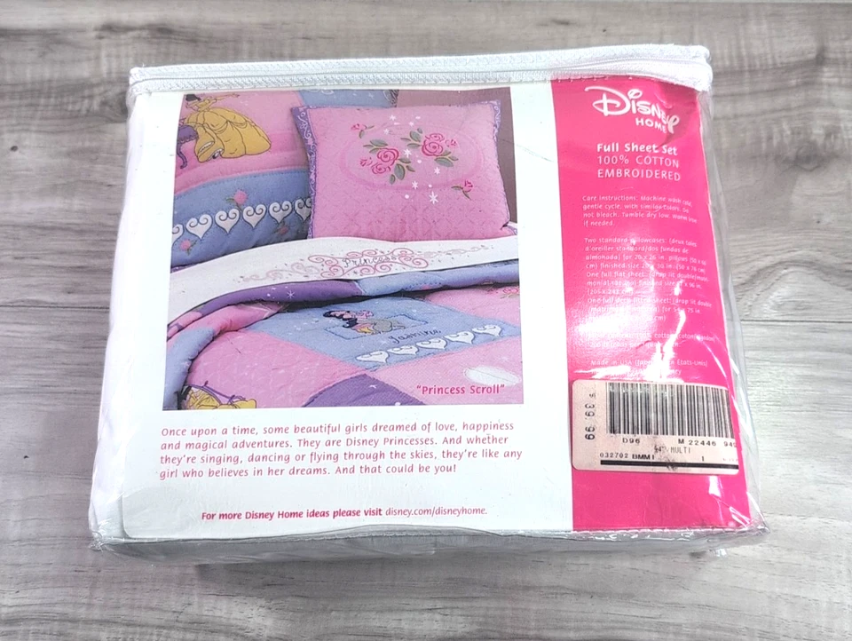 Disney HOME full Sheet Princess Classic Edition EMBROIDERED ( NEW ) Made in USA - Image 4 of 4