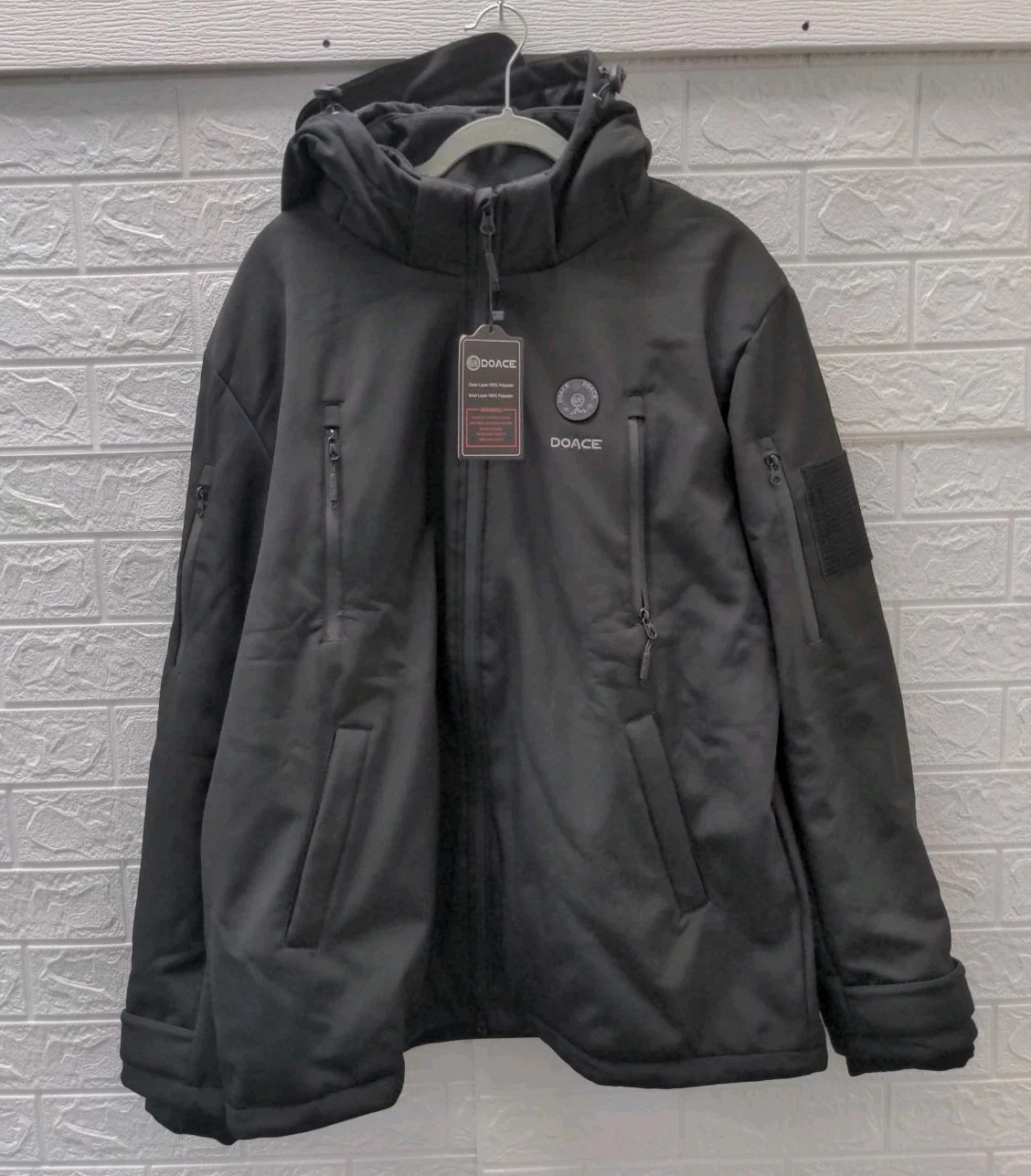New Doace Heat Keep Jacket Hoodie For Winter Black Men's Size XL