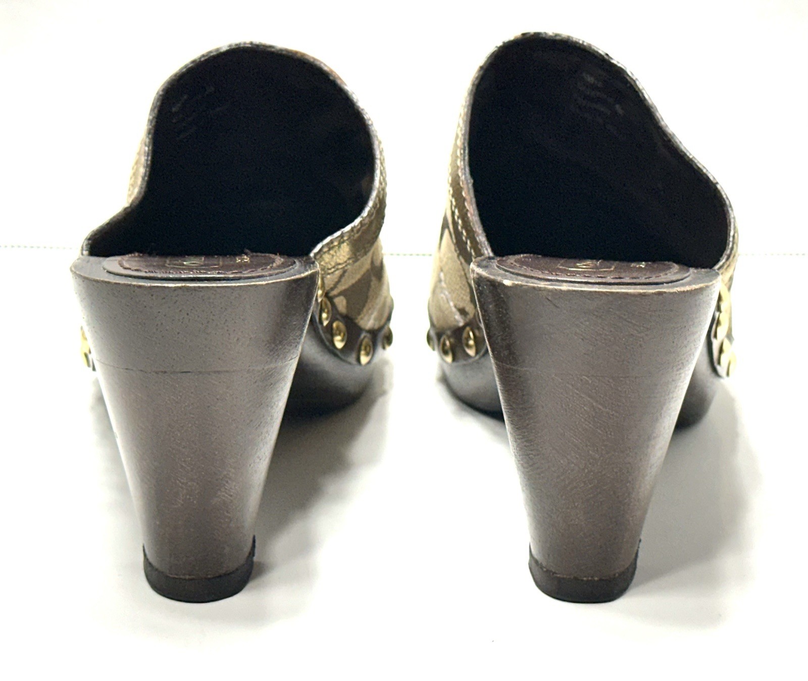 COACH Logo Clogs Heels Patchwork Studded Mules Wo… - image 7