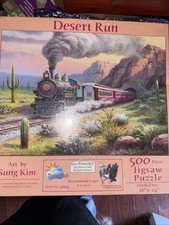 500 Piece Sung Kim: Art Puzzle "Desert Run" Train New 18"x 24" SunsOut