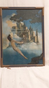 maxfield parrish Wher The Dinky Bird Is Singing 12x16" Framed