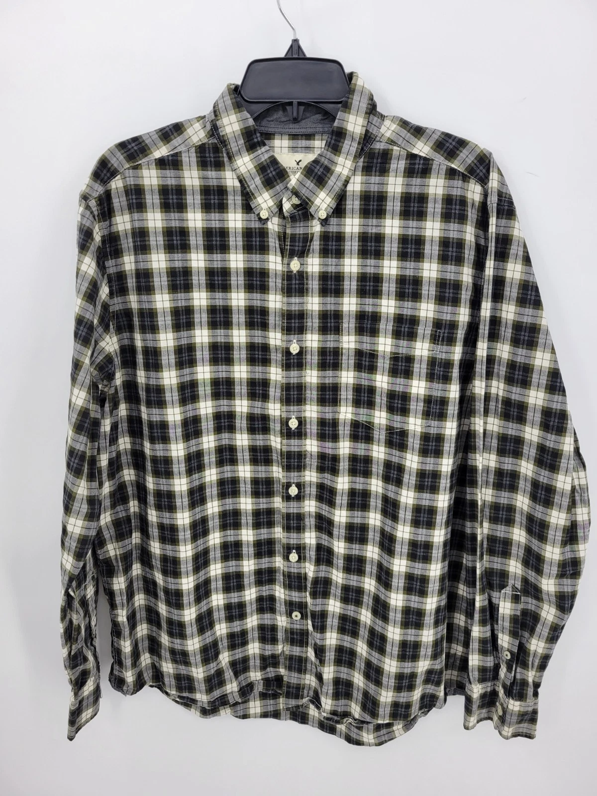 American Eagle Shirt Mens XL Plaid Long Sleeve Button Up Seriously Soft Classic