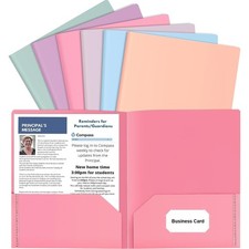 Colored File Folders with Pockets and Card Holders Pastel Plastic Document