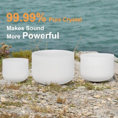 CVNC Perfect Pitch 3pcs 432Hz 8"A 10"F 12"C Chakra Quartz Crystal Singing Bowl - Picture 5 of 6