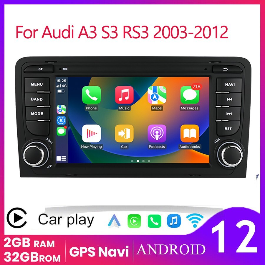 For Audi A3 2003-2013 Car Stereo Radio Fit Apple Carplay Android Auto GPS Wifi E