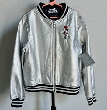 Disney Girls Minnie Mouse Silver Metallic Jacket Size 7/8