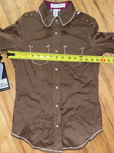 NWT Pepe Jeans UK Issued Brown Long Sleeve Button Front shirt Womens Size S - Picture 8 of 8