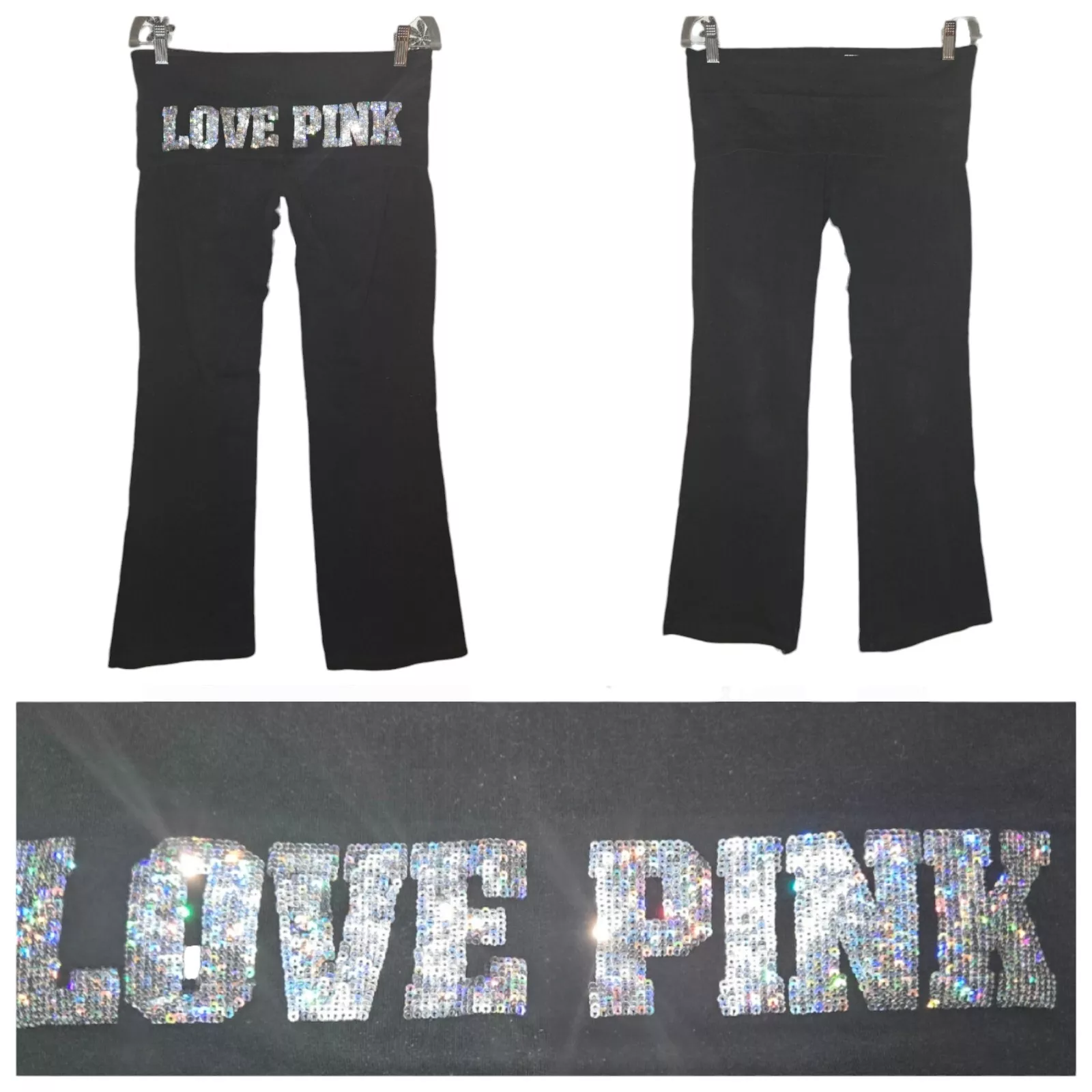 victoria-secret-vs y2k vintage foldover yoga flare bling pants
