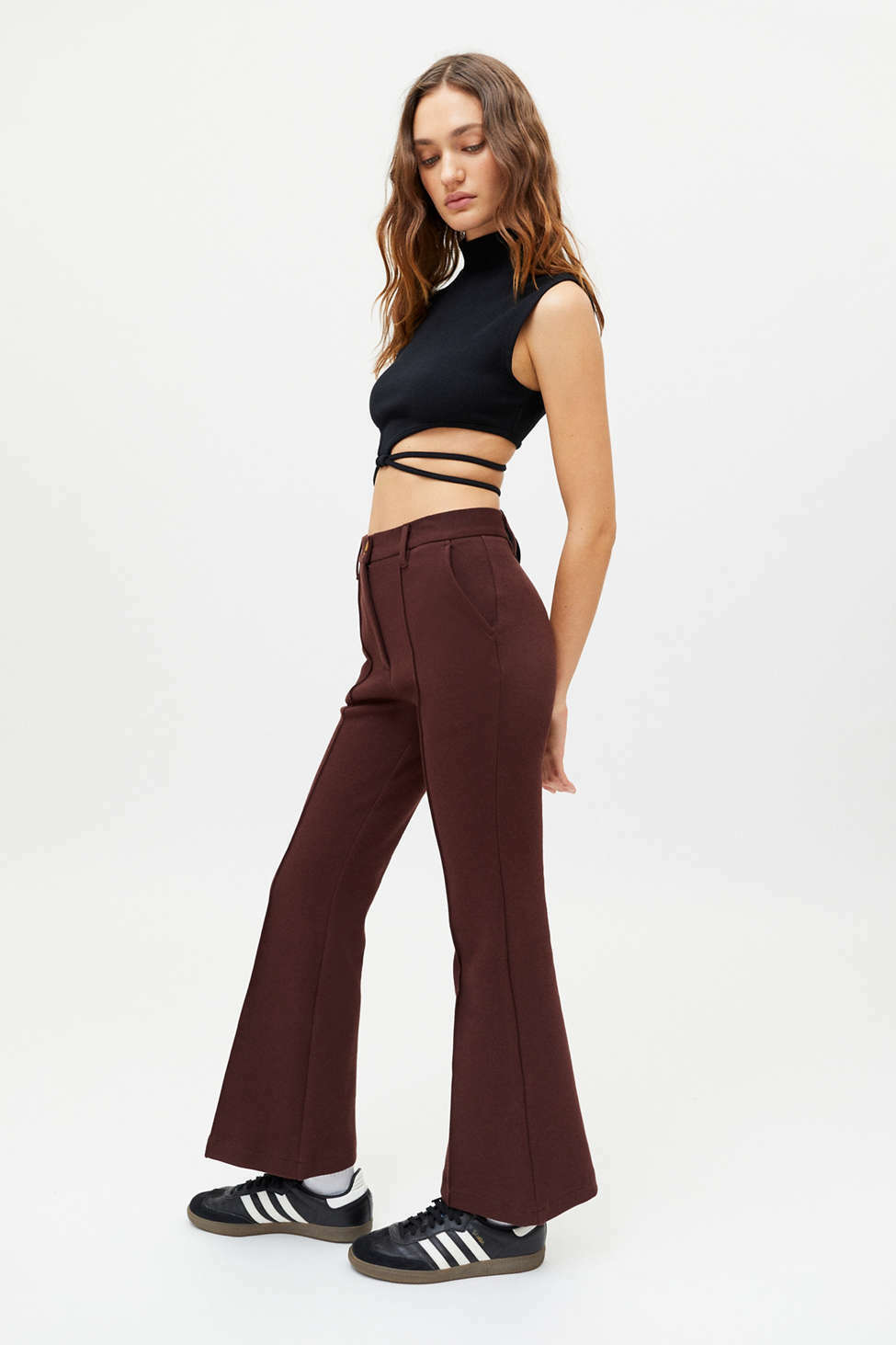 URBAN OUTFITTERS Isabella Ponte Knit High Waist Flare Pant NWT $59