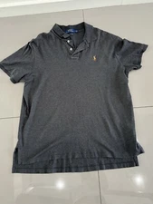 VINTAGE Polo Ralph Lauren Shirt Men Large Gray 100% Pima Cotton Pony Logo