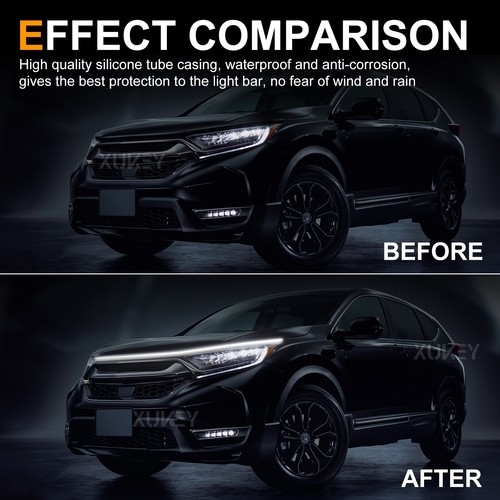 Car Flexible LED Daytime Running Light Strip Dynamic LED Hood Light Waterproof - Picture 2 of 10