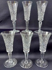 6 Glasses Signed Crystal Champagne Flutes