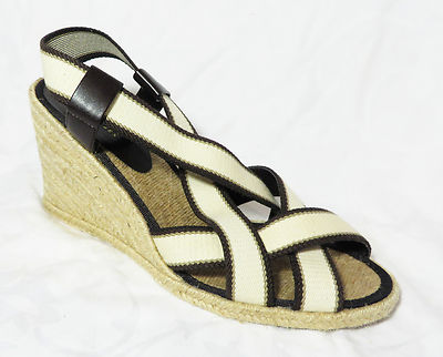 RALPH LAUREN Idalis Womens Brown Tan Strappy Espadrilles Wedges Sandals 9.5  | eBay