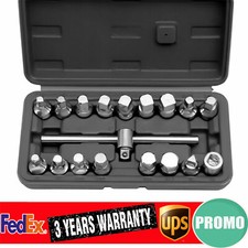 Oil Drain Pipe Plug Hexagon Square Socket Key Removal Tool Set 18pcs 38drive Oil Drain Pipe Plug Hexagon Square Socket Key Removal Tool Set 18pcs 38drive
