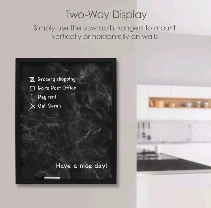 Mikasa Framed Marble Print White Board, Includes 1 Marker, Black - Image 3 of 4