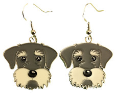 SCHNAUZER DOG EARRINGS, Lg -Enamel w/Sterling Silver Ear Wires MINI GIANT GERMAN