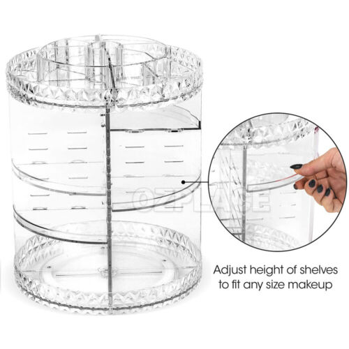 360° Rotating Makeup Organiser Storage Box Cosmetics Holder Display Stand Case - Picture 7 of 10