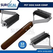 12 Pcs Dog Brush for Deshedding Dematting Pet Grooming Cat Hair Comb 16 Blades