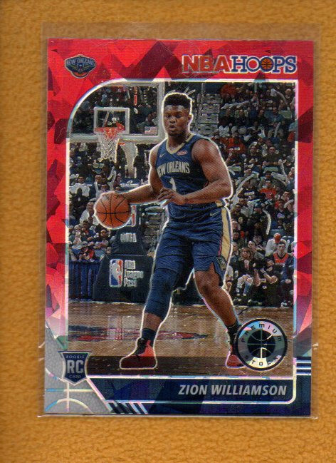 Zion Williamson 2019-20 Hoops Premium Stock Rookie Red Cracked Ice Prizm RC #258