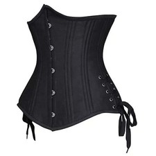 Gothic Underbust Corset Waist Cincher Bustier Top Satin Lace Up Lingerie Plus