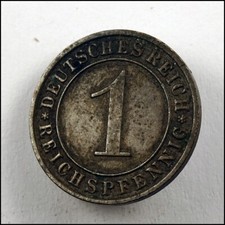1 Reichspfennig ~ Third Reich German Coin 1934 D ~ Very Fine Condition