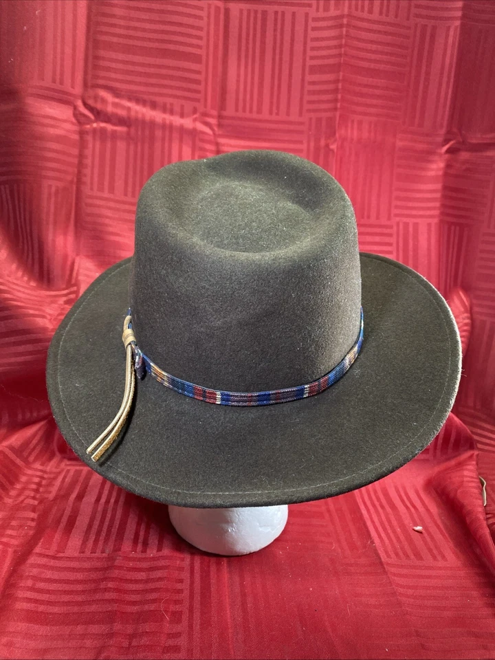 Sombrero de Vaquero Marrón Fieltro Lana Naturalista De Colección Hecho en EE. UU. Talla Mediana Foto 3 de 4