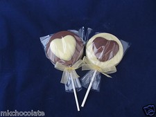 HEART BELGIAN CHOCOLATE LOLLIPOPS WEDDING FAVOURS/SWEETS PARTY BAG FILLERS/GIFT