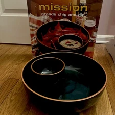 Over And Back Vintage Mission Grande Chip and Dip Bowl - salsa, Terracotta