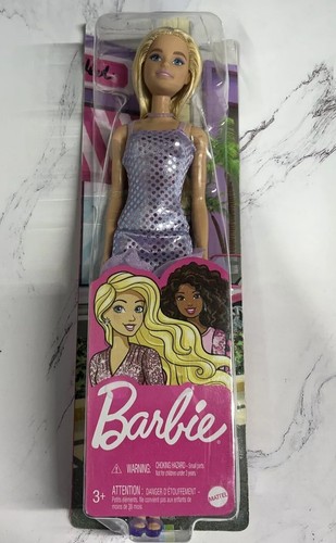 Mattel Barbie Doll Blonde Hair, Short Purple Sequin Dress HJR93 New Damaged Pkg - Picture 12 of 17