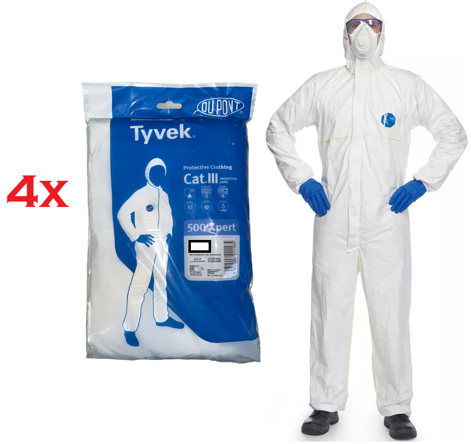 6 x DuPont Tyvek 500 Xpert Hooded Protective Disposable Coverall Size XL - Image 7