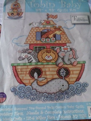 Tobin Stamped Cross Stitch Baby Crib Quilt Kit Noah S Ark Animals